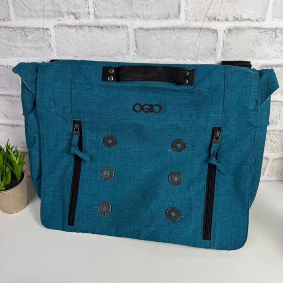 Ogio Midtown Messenger Computer Shoulder Laptop Bag Teal Blue - Picture 1 of 12